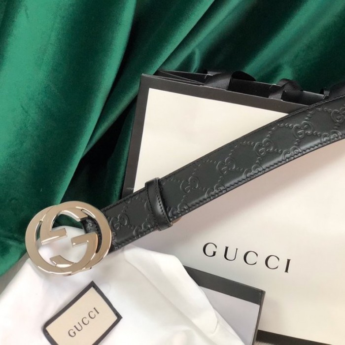 Gucci signature guccissima leather belt black