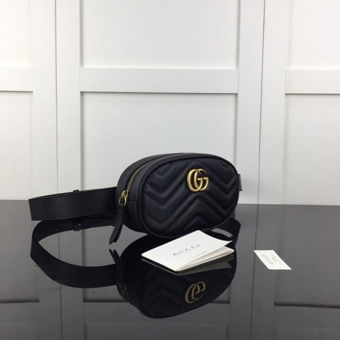 Gucci GG Marmont matelassé leather belt bag black