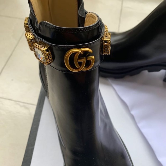 gucci leather ankle boot with belt dupe