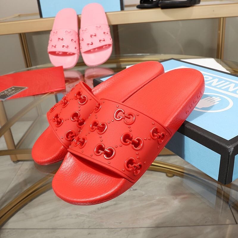 Gucci Rubber GG Slide Sandal Red
