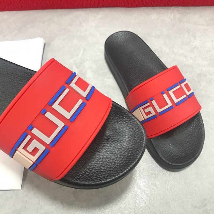 Gucci Stripe Rubber Slide Sandal Red