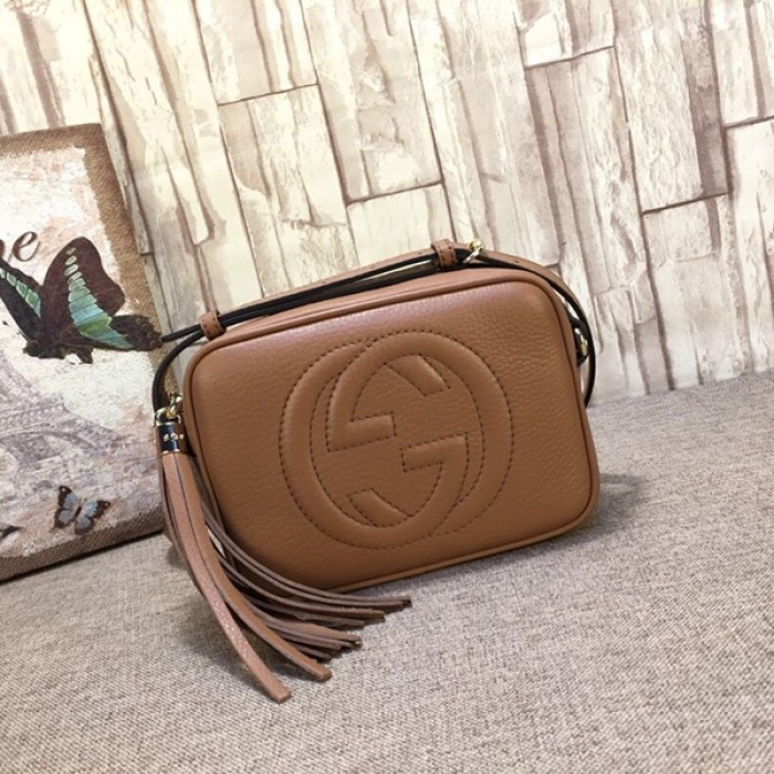 tired Happy Automatically Gucci Soho Small Leather Disco Bag Tan 308364