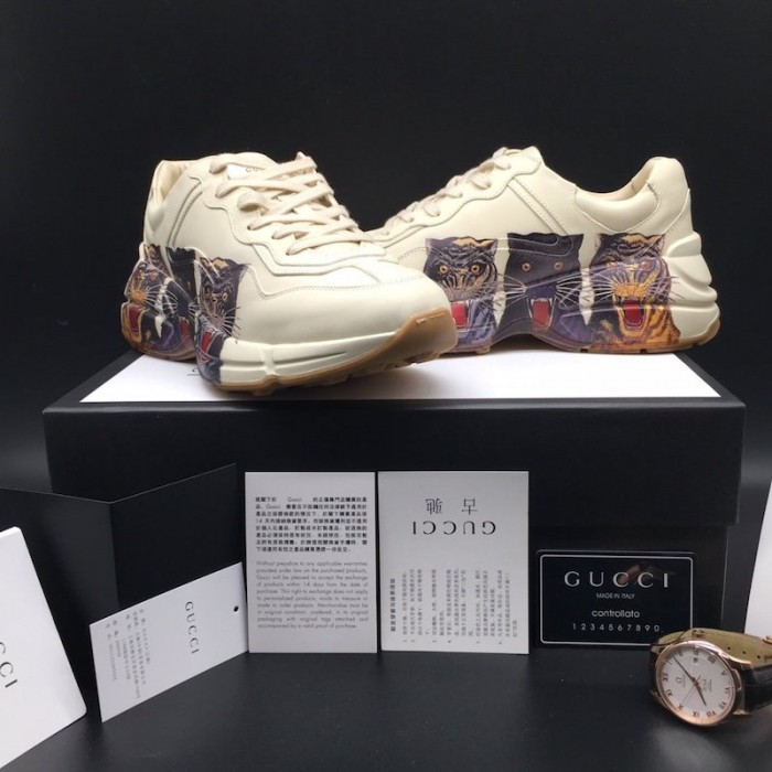 Gucci Rhyton Leather Sneaker with Tigers