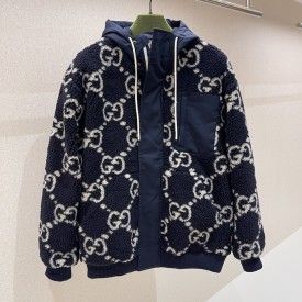 Replica Gucci GG fuzzy fabric jacquard jacket