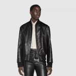 Replica Gucci GG leather bomber jacket