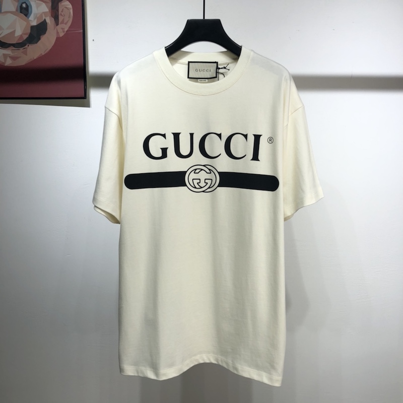 Gucci Oversize T-shirt with Gucci Logo Ivory 457095