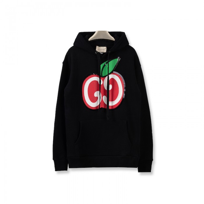 Gucci Hooded sweatshirt with GG apple print Black