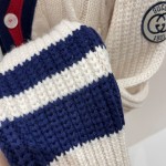 Replica Gucci Cable wool knit cardigan with Web