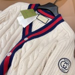 Replica Gucci Cable wool knit cardigan with Web