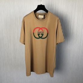 Replica Gucci Cotton jersey printed T-shirt ‎Camel