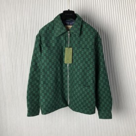 Replica Gucci GG wool flannel padded overshirt