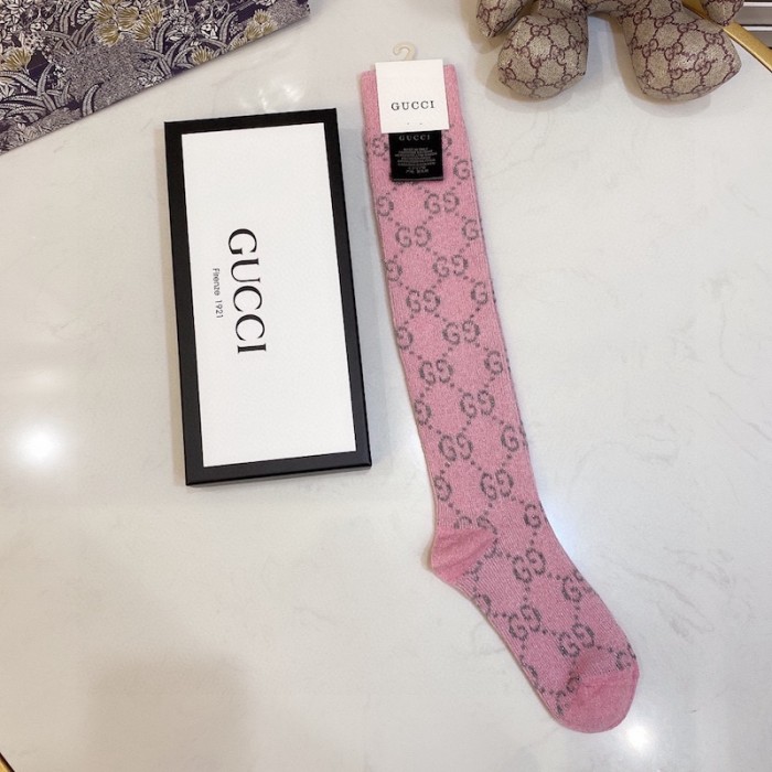 Gucci Lame GG socks Women Pink Color