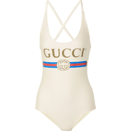 Sparkling swimsuit with Gucci logo White