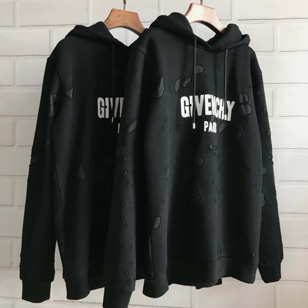 Givenchy Paris Destroyed Hoodies Black