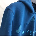 Replica Givenchy destroyed hoodie blue