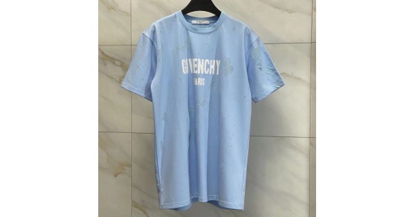 Givenchy Paris Destroyed Oversized T shirt Blue