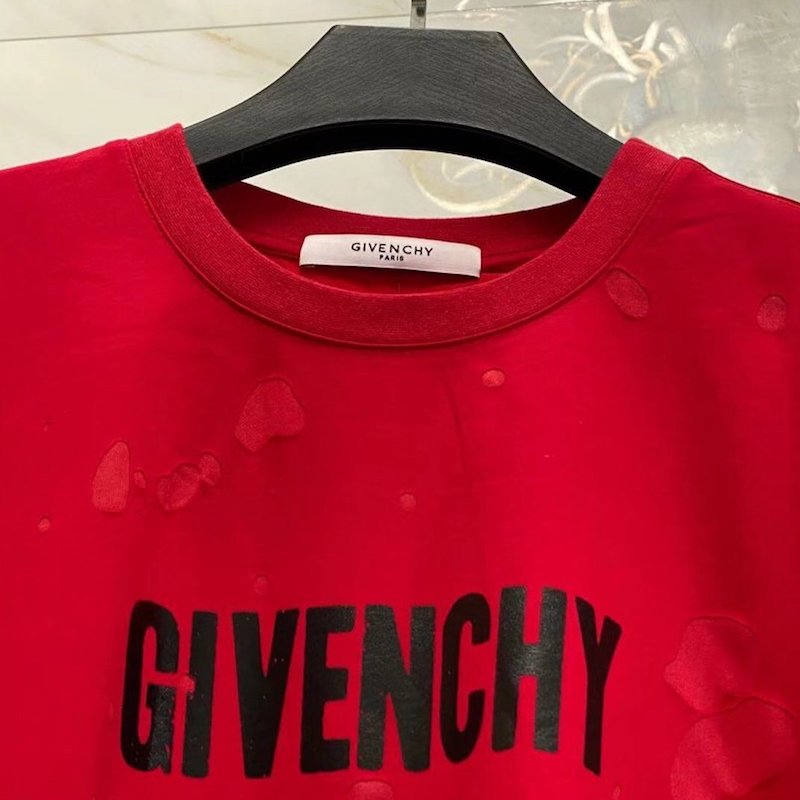 Givenchy Paris Destroyed Oversized T shirt Red