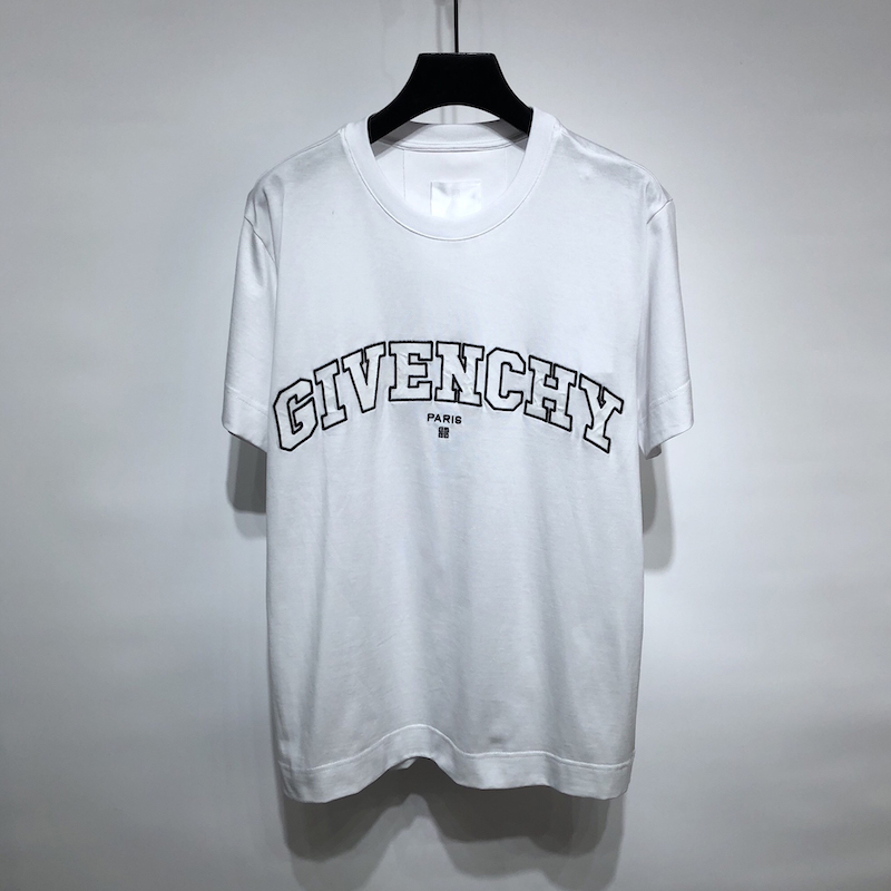 T-shirt in GIVENCHY College embroidered jersey White