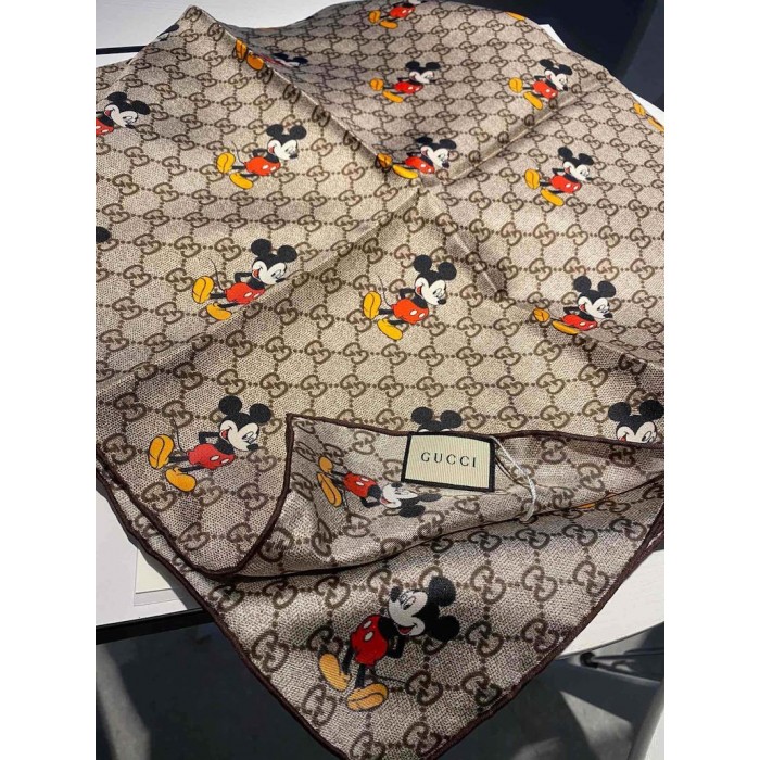 Disney x Gucci GG silk scarf Beige