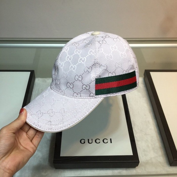 Gucci Original GG canvas baseball hat with Web White