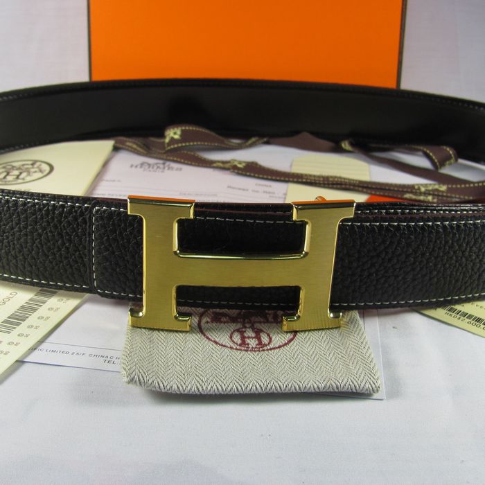 Hermes Reversible Togo Leather 38MM Belt Black