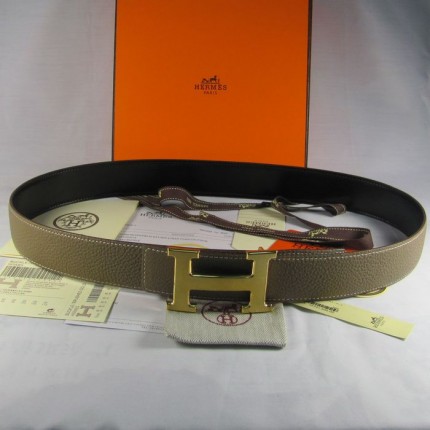 Hermes Reversible Togo Leather 38MM Belt Grey