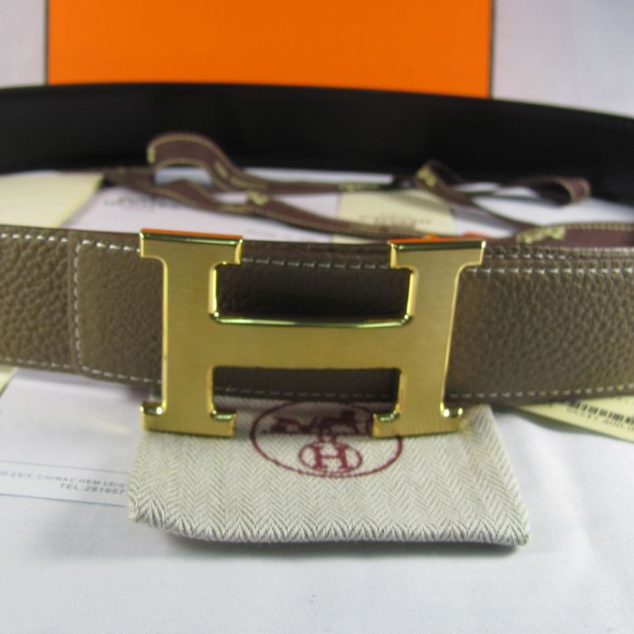 Hermes Reversible Togo Leather 38MM Belt Grey
