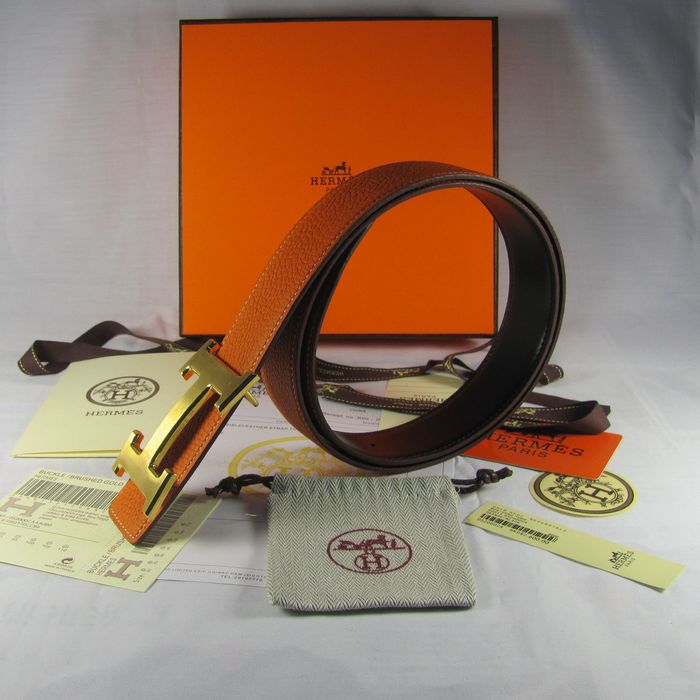 Hermes Reversible Togo Leather 38MM Belt Orange