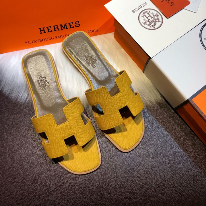 hermes oran sandals yellow