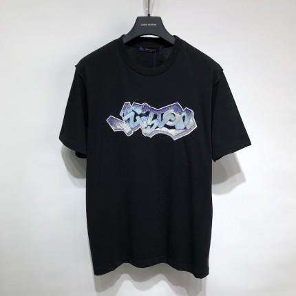Replica 3D LV Graffiti Embroidered T-Shirt