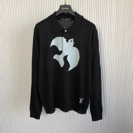Replica Louis Vuitton Graphic Long-Sleeved Knit Polo