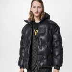 Replica Louis Vuitton Monogram Leather Hooded Down Jacket