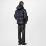 Replica Louis Vuitton Monogram Leather Hooded Down Jacket