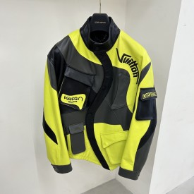 Replica Louis Vuitton Distorted Motocycle Leather Jacket