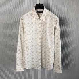 Replica Louis Vuitton Monogram Long-Sleeved Cotton Shirt
