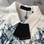 Replica Louis Vuitton Graphic Short-Sleeved Cotton Shirt