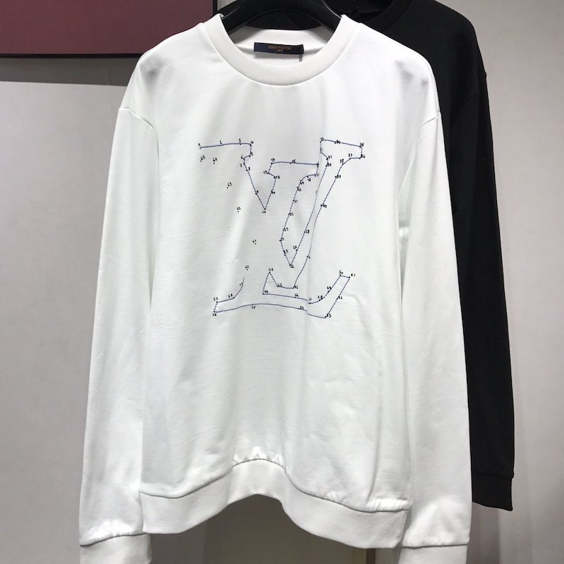 LV Stitch Print Embroidered Sweatshirt White 1A85LS