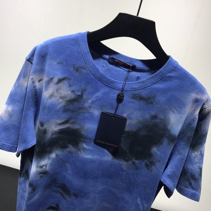 LV T Shirt Camo Tie & Dye Blue
