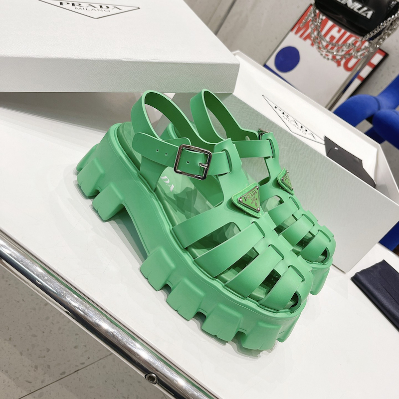 Prada Women Foam Rubber Sandals Green