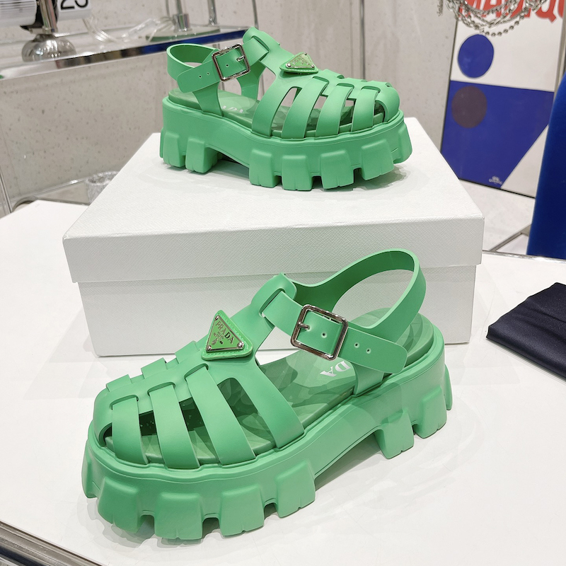 Prada Women Foam Rubber Sandals Green