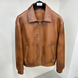 Replica Prada nappa leather bomber jacket Caramel