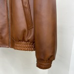 Replica Prada nappa leather bomber jacket Caramel