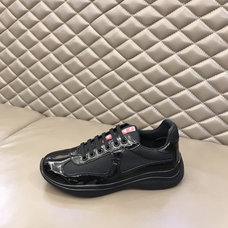 Prada New America'S Cup Leather And Technical Fabric Sneakers Black