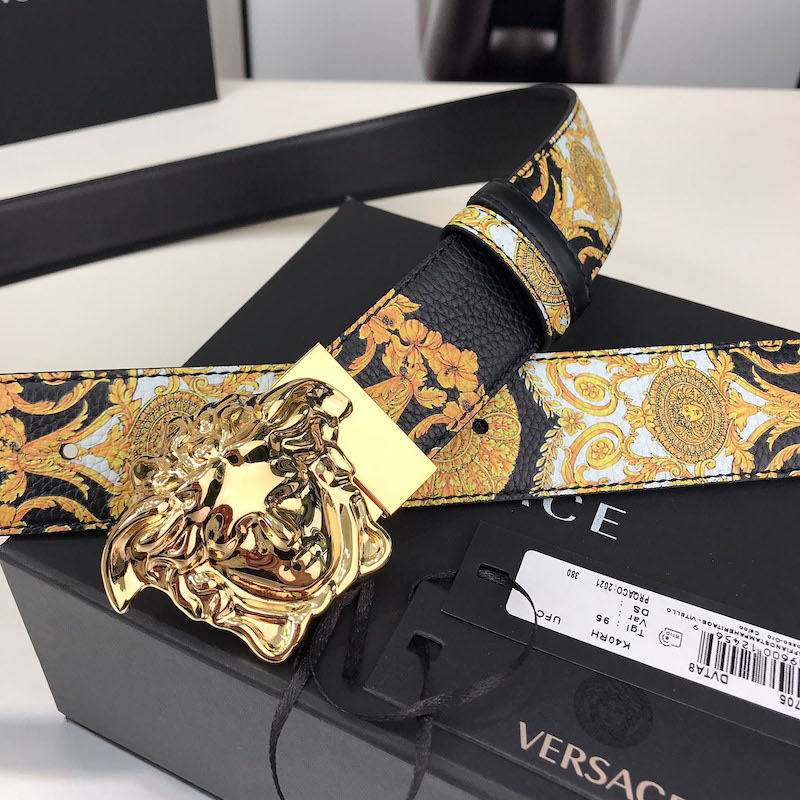 Versace Gold Hibiscus Print Palazzo Belt