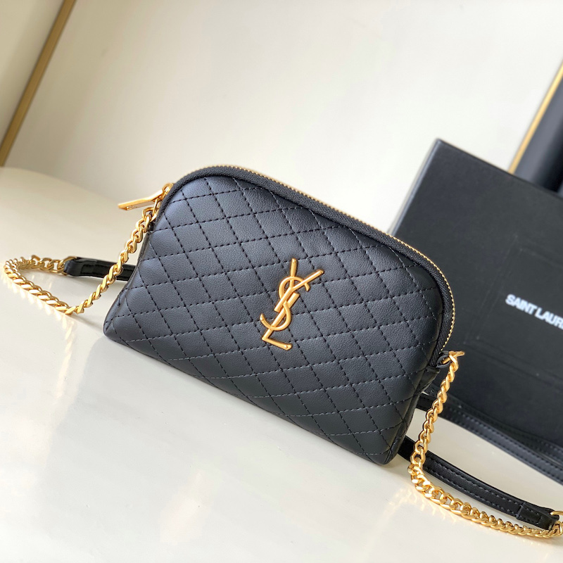YSL Saint Laurent gaby zipped pouch in quilted lambskin Black
