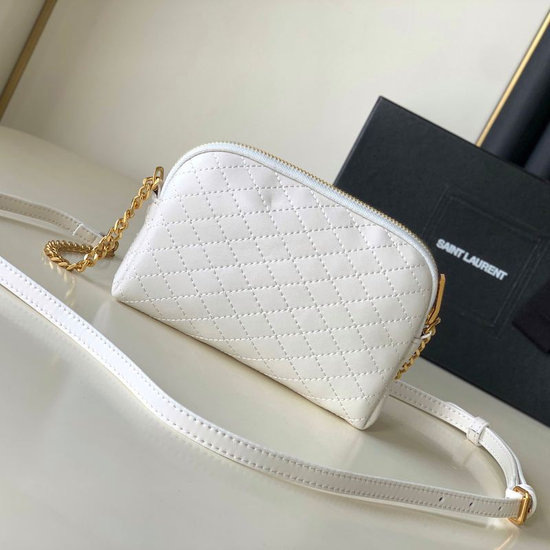 YSL Saint Laurent gaby zipped pouch in quilted lambskin White
