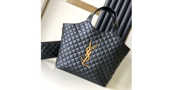 YSL Saint Laurent icare maxi shopping bag in quilted lambskin Black