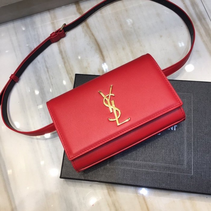 YSL Kate Belt Bag in Smooth Leather Red
