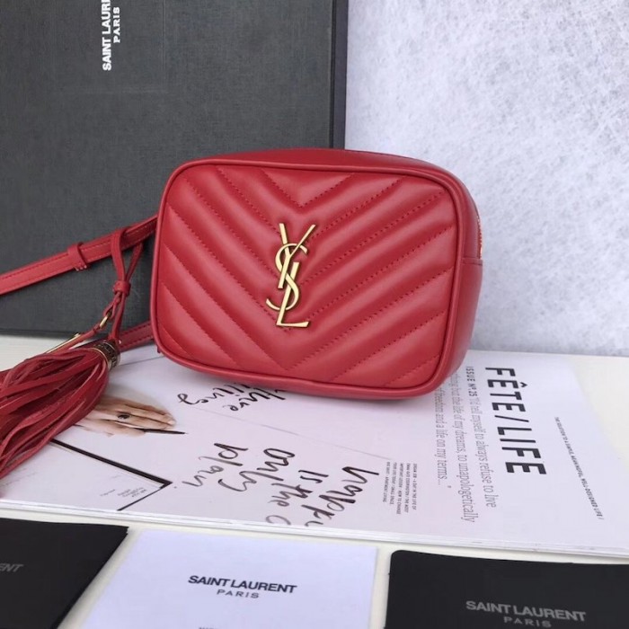 YSL Lou Belt Bag in Quilted Leather Red